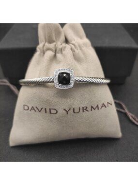 David Yurman 4mm square diamond buttonhole black diamond bracelet